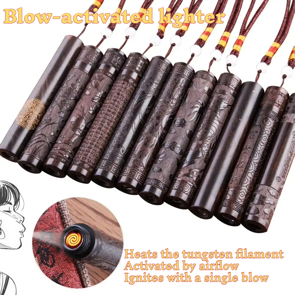 Electronics Gadgets To Gift - Creative Carving Ebony Lighter | Blow-Activated