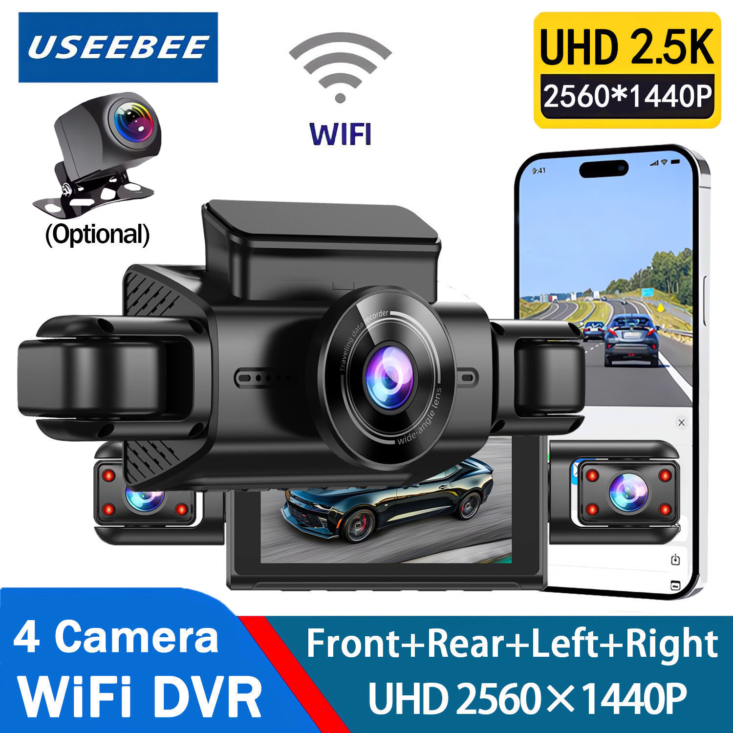 Panoramic Dash Cam 360 - 360 Degree 4 Cameras Dash Cam