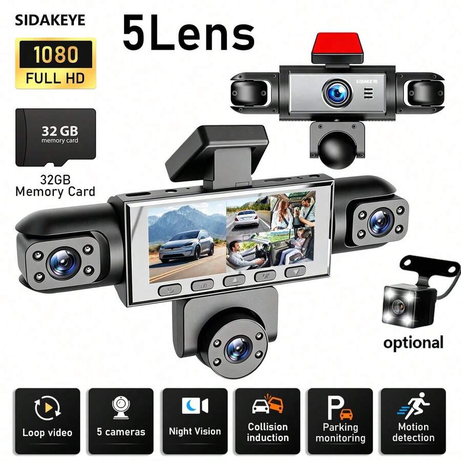 Panoramic Dash Cam 360 - SKYWORTH SIDAKEYE 360° Panoramic 5-Way 1080P