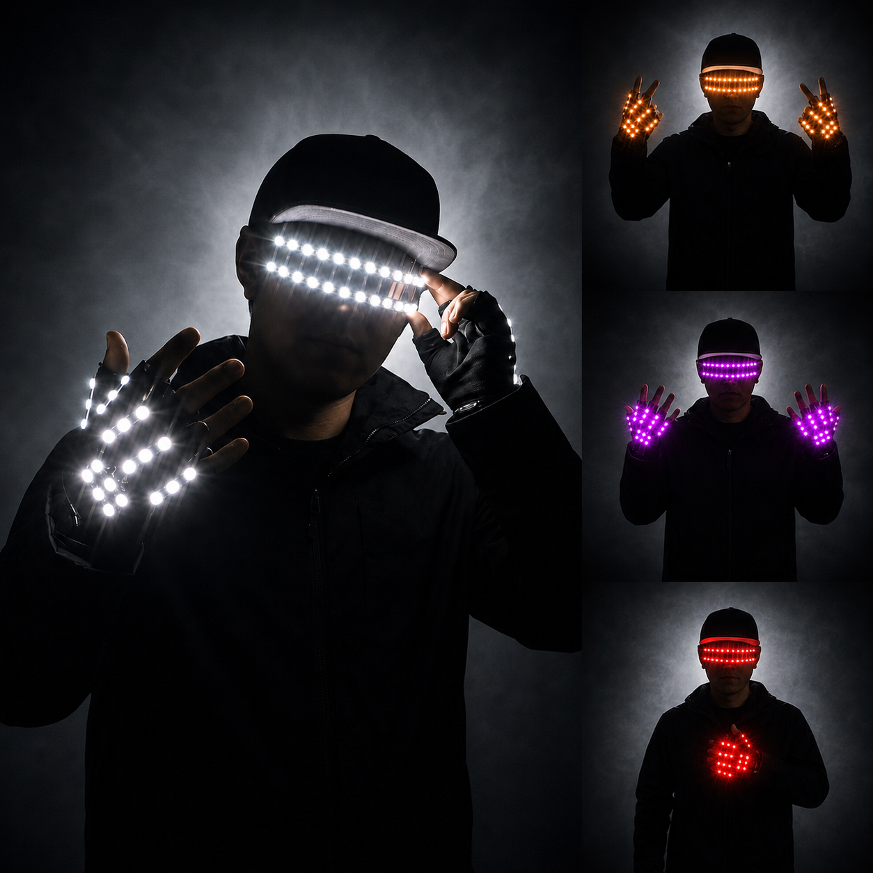 Led Gloves Music - LED Flashing Gloves and Glasses, Suitable