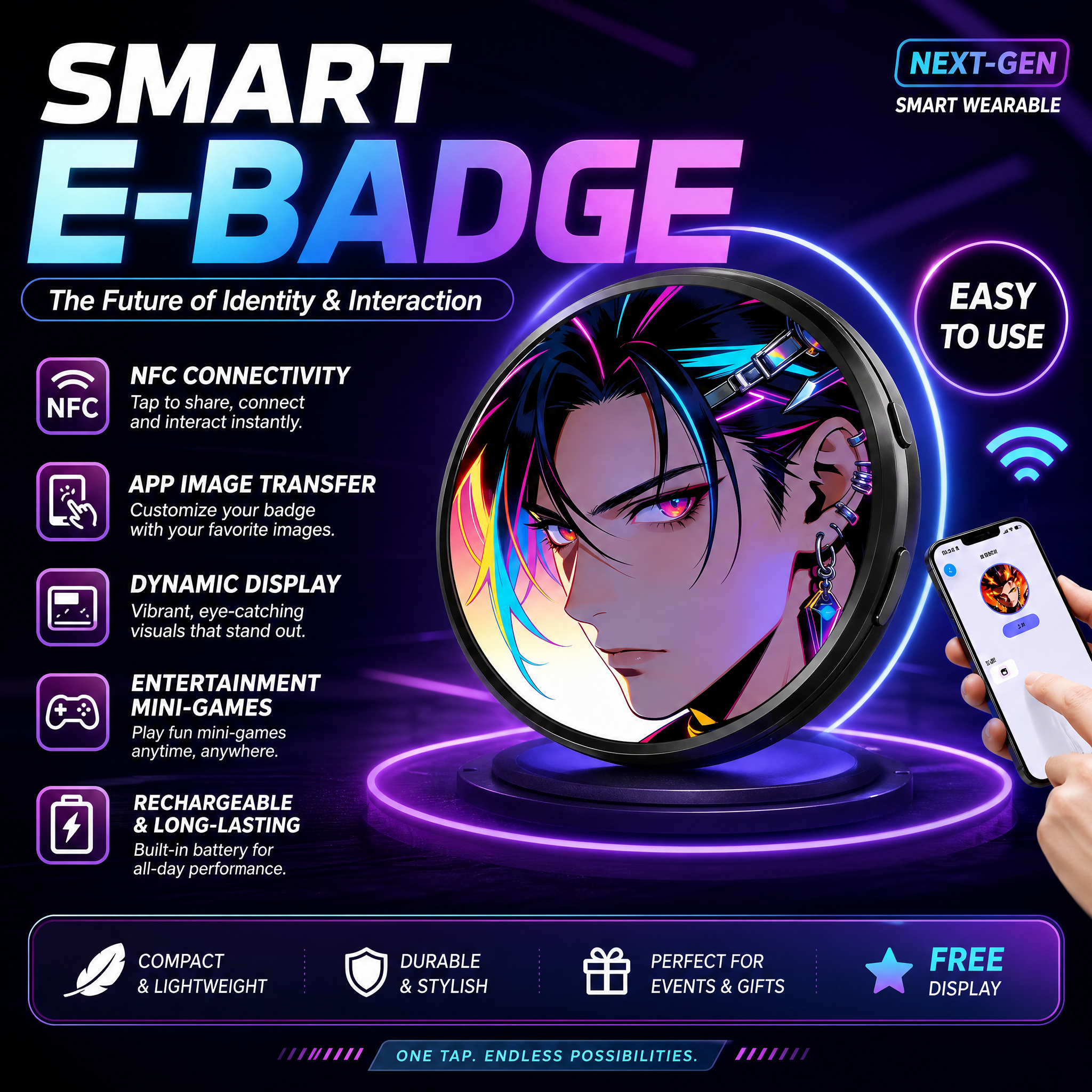 Electronics Gadgets To Gift - 2026 new Smart Badge Electronic Display