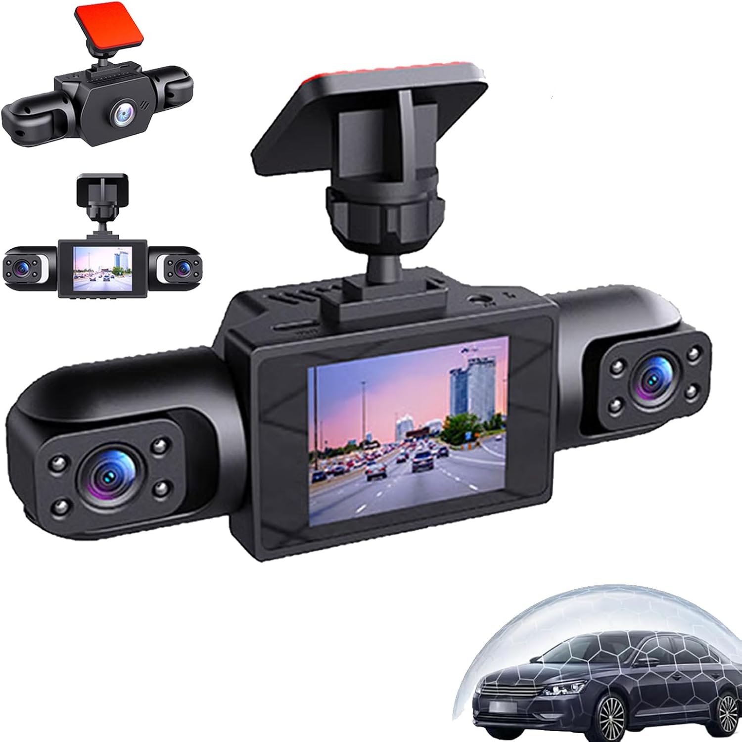 Panoramic Dash Cam 360 - All-Round 360 Degree 1080P Panoramic Dash