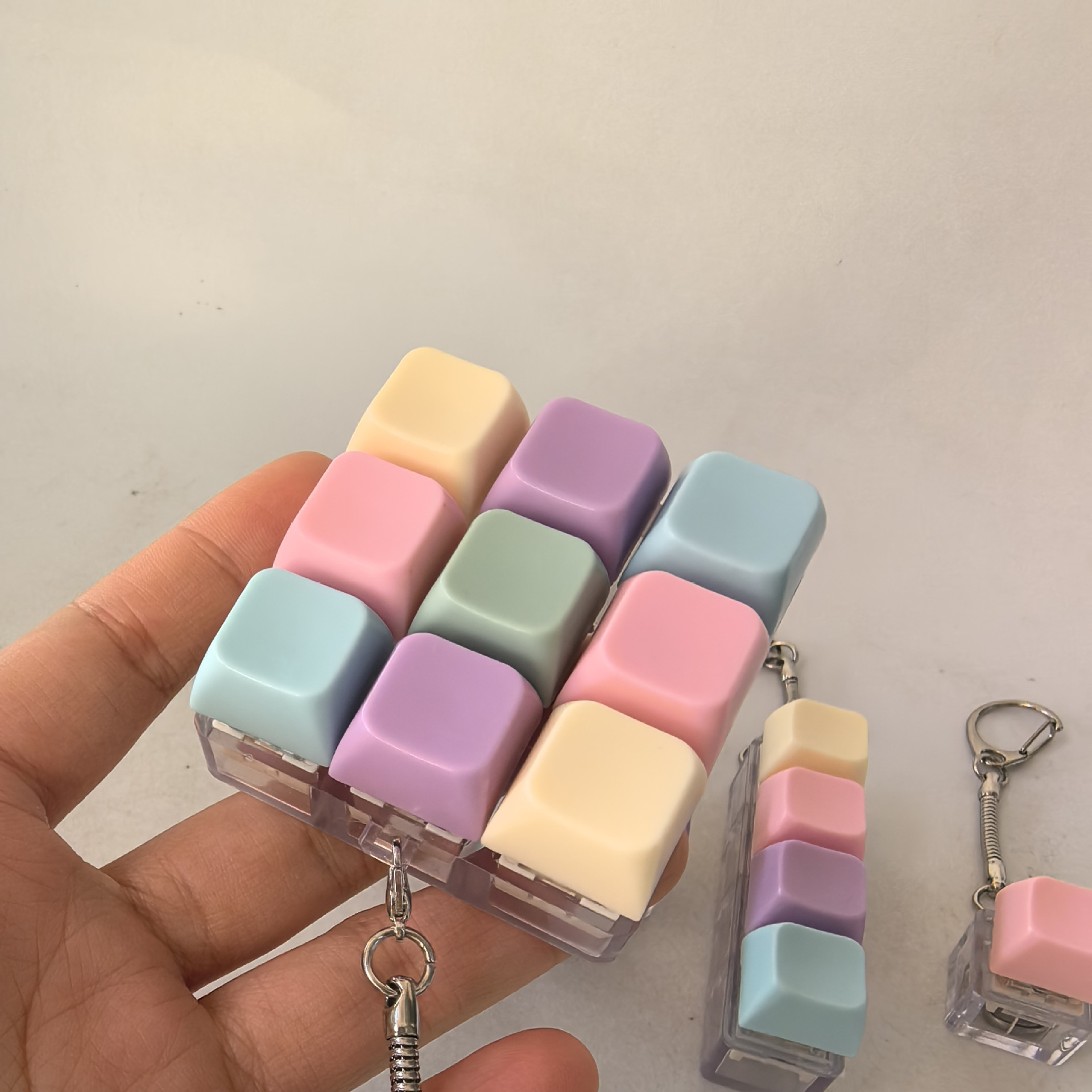 Electronics Gadgets Bag - Macaron Color Mini Keyboard Fidget Keychain