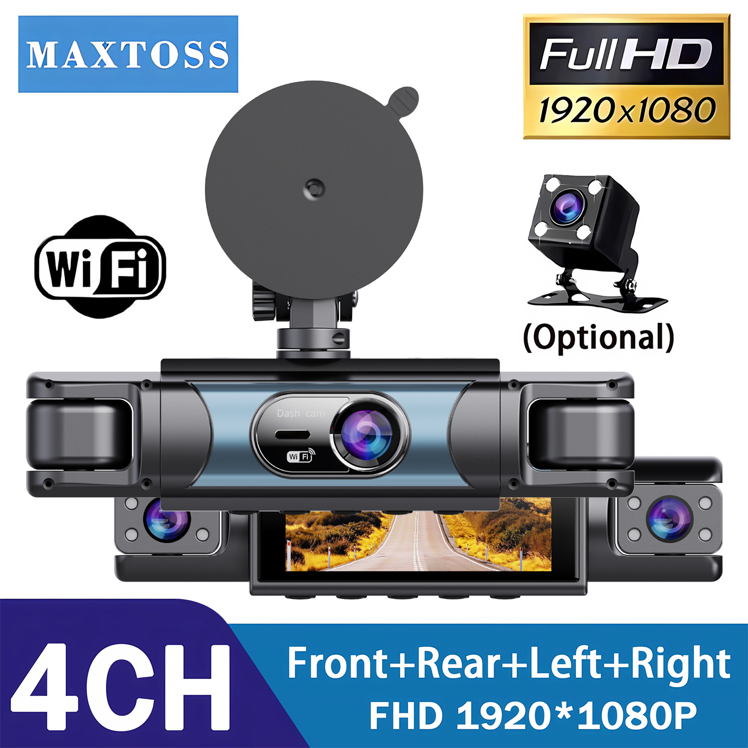 Panoramic Dash Cam 360 - 4 Channel UHD 1080P Car DVR
