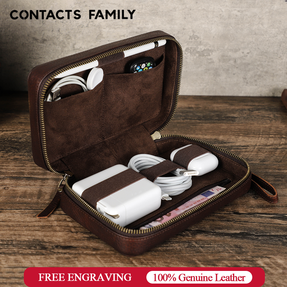 Genuine Leather Portable USB D - Electronics Gadgets Bag recension och pris