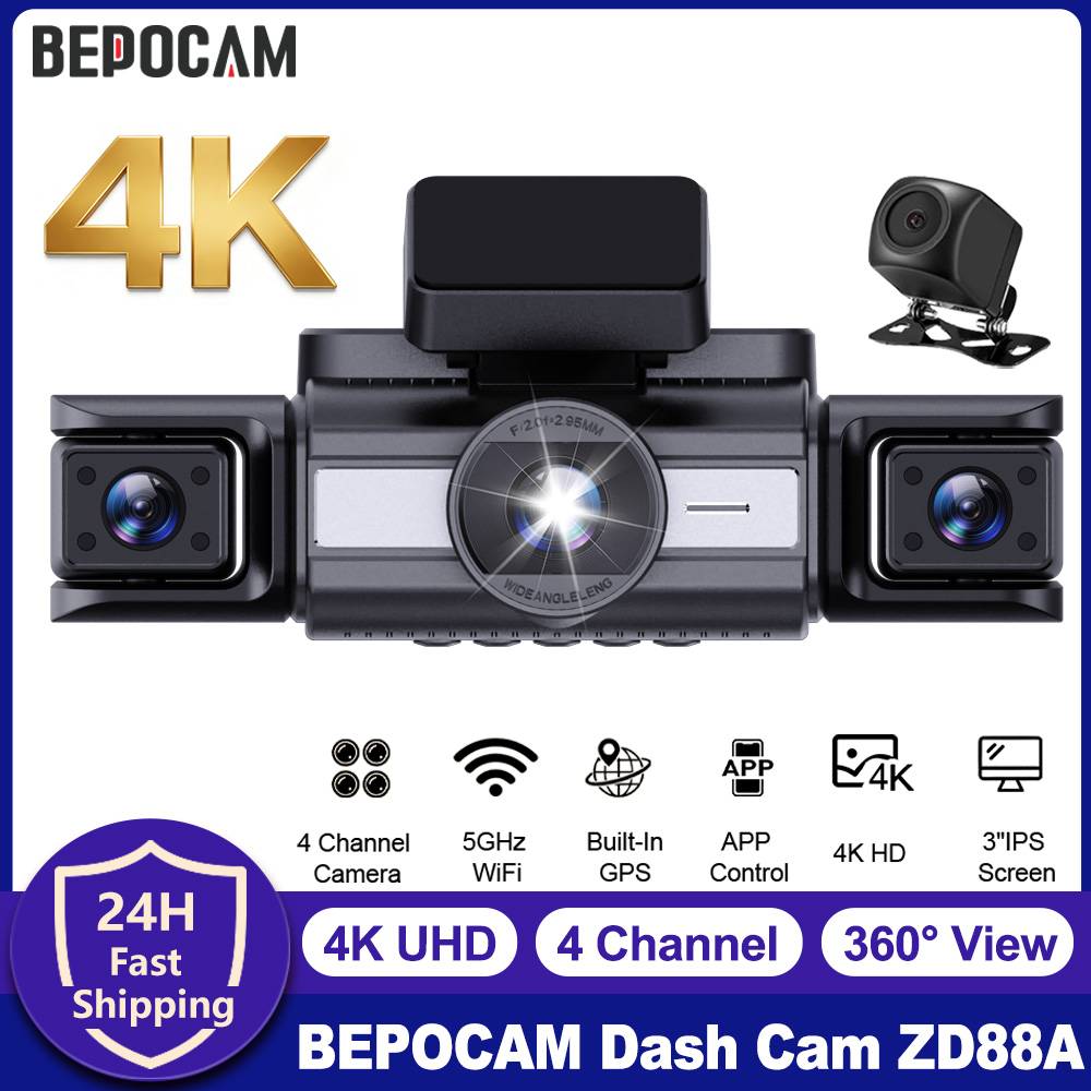 BEPOCAM 4 Channel Dash Cam 4K  - Panoramic Dash Cam 360 recension och pris