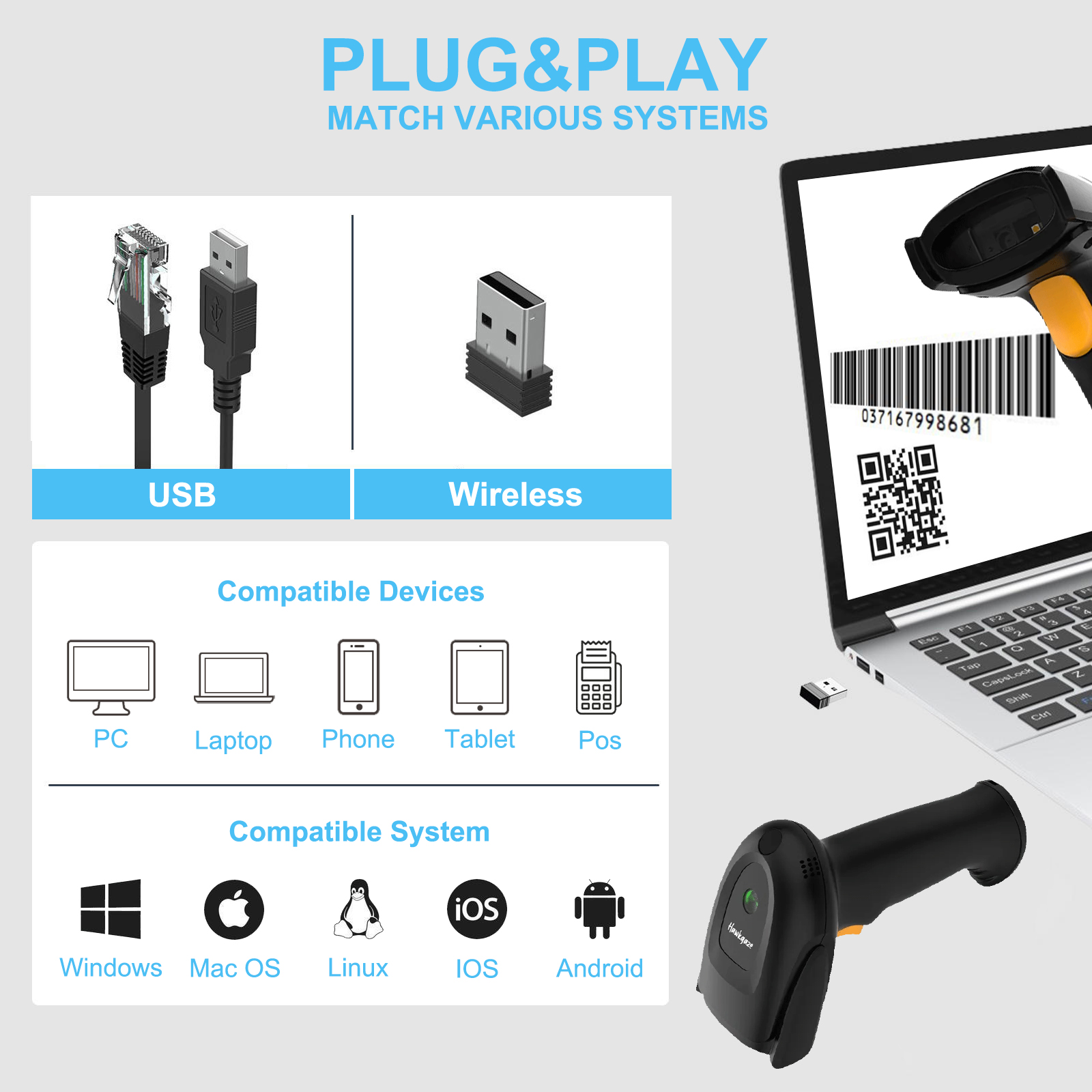 2D 1D Handheld Wireless Barcod - Barcode Scanner Wireless recension och pris