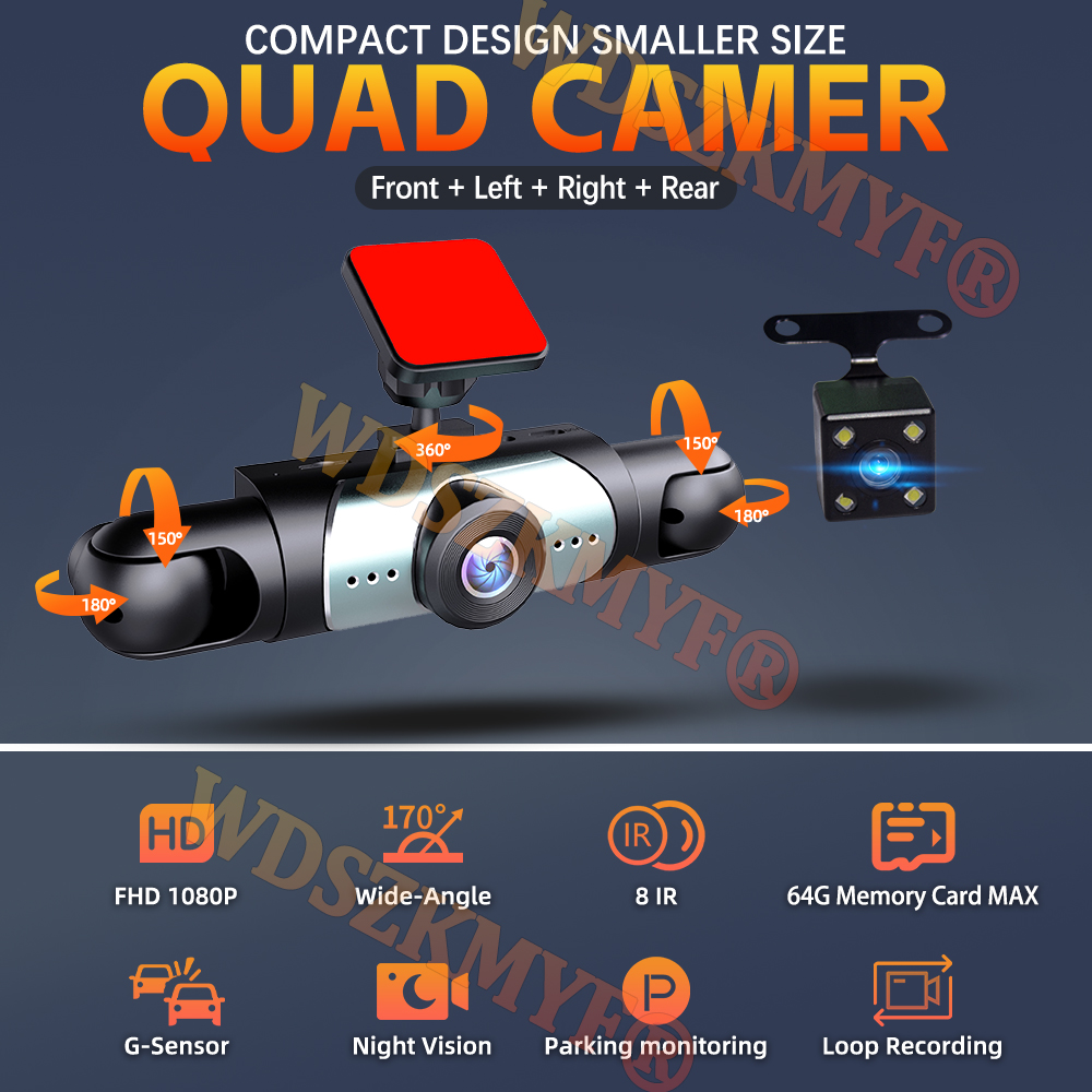 360° Car Camera 3/4Lens 1080P  - Panoramic Dash Cam 360 recension och pris
