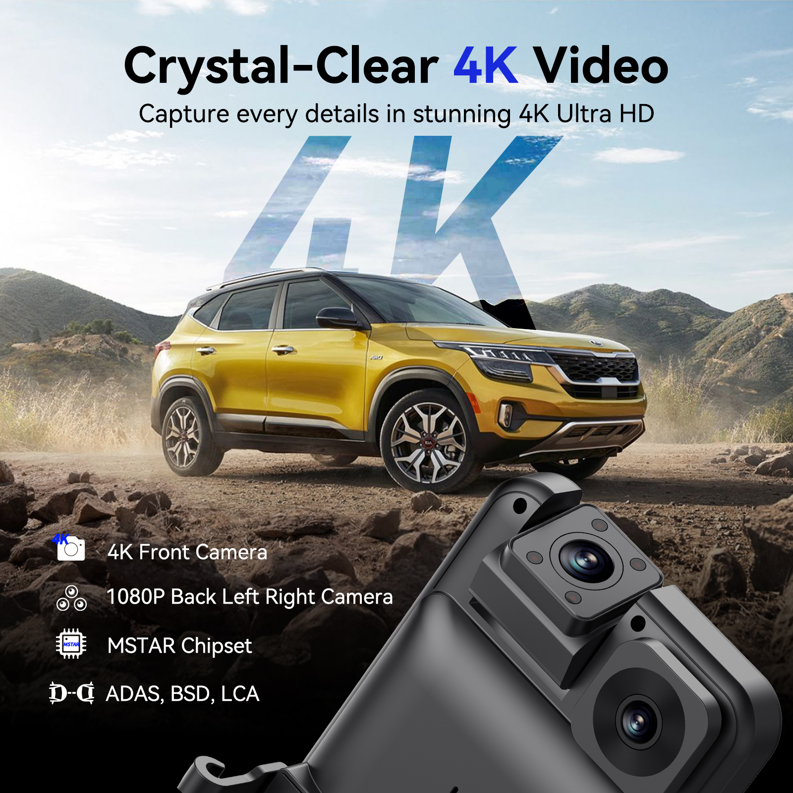 ADINKAM 11 Inch IPS 4-Channel  - Panoramic Dash Cam 360 recension och pris
