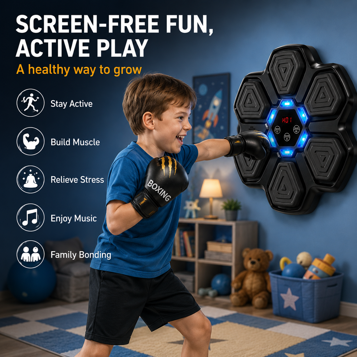 Wall Mounted Bluetooth Kids Bo - Led Gloves Music recension och pris